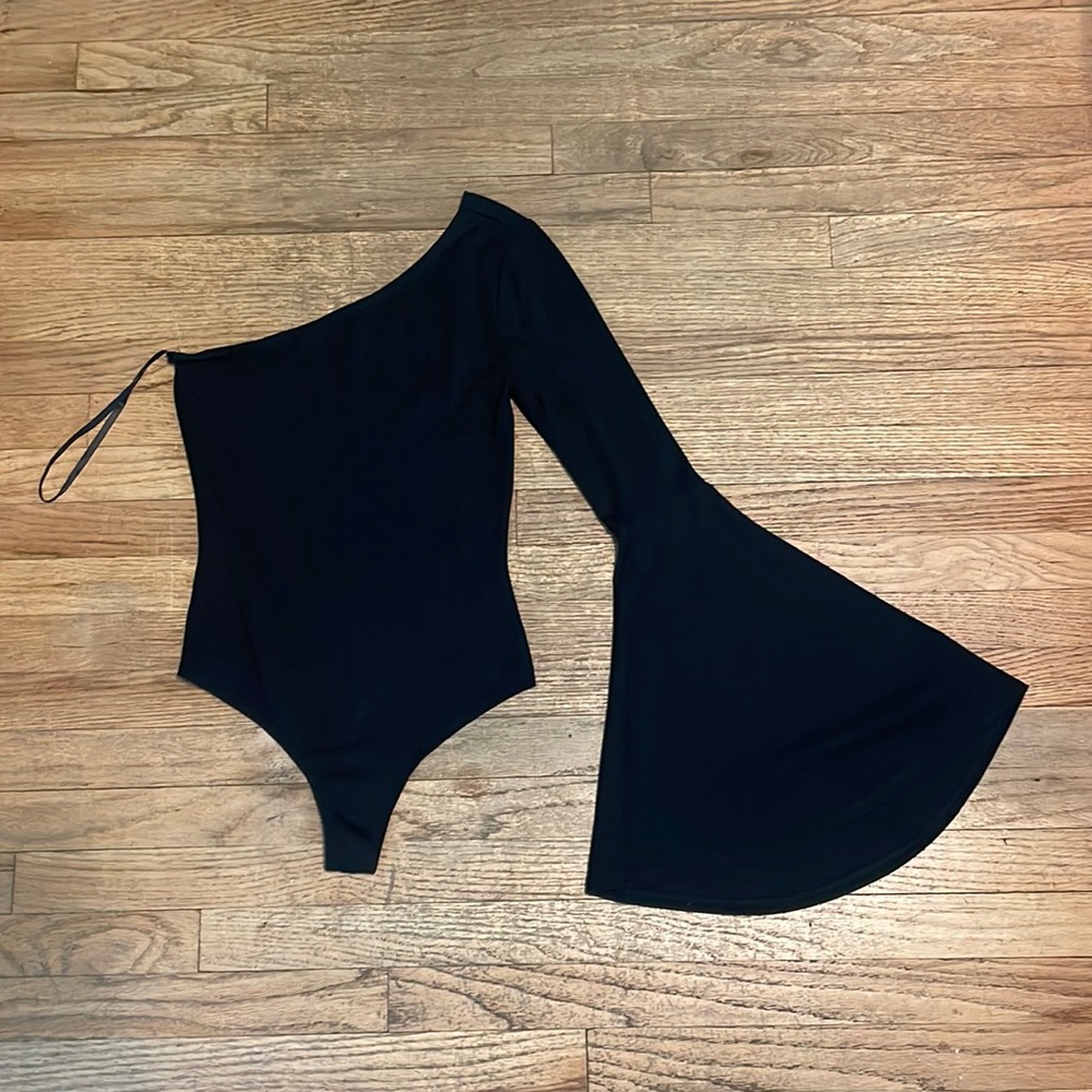 Womens LPA one shoulder flare sleeve body suit
